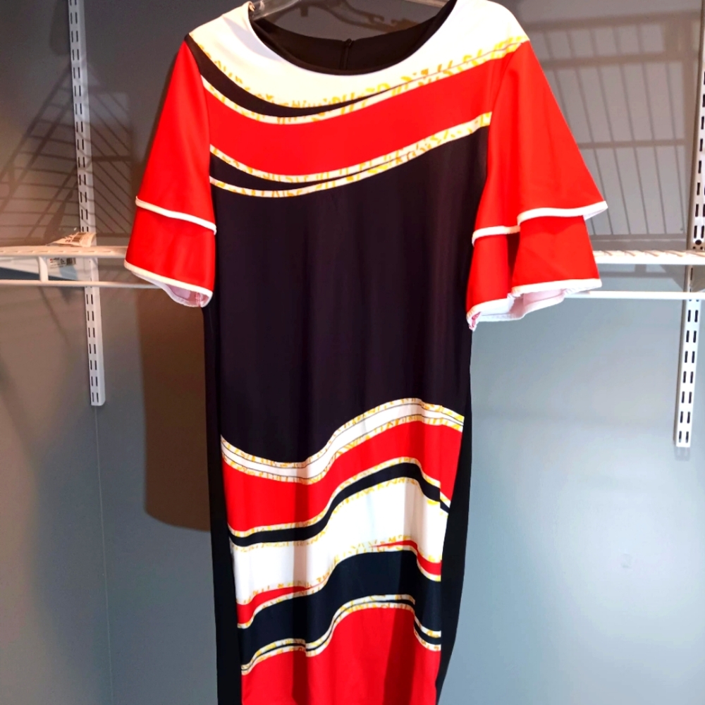 Elegant Red and Black Women's Dress